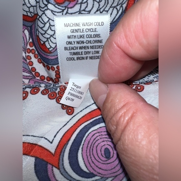 LIBERTY OF LONDON for Target Tunic Blue Purple Red Floral 3/4 Slv Blouse Sz XS - Picture 7 of 7